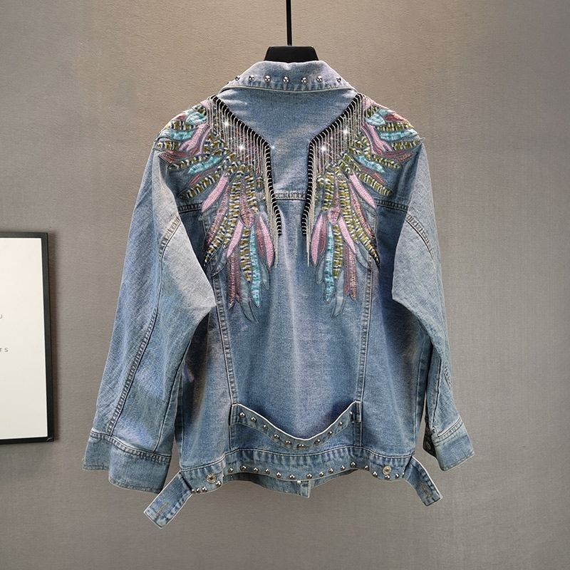 Patchwork Jean Jacket - 2022 Mới AutumnFashion Đinh Tán Người