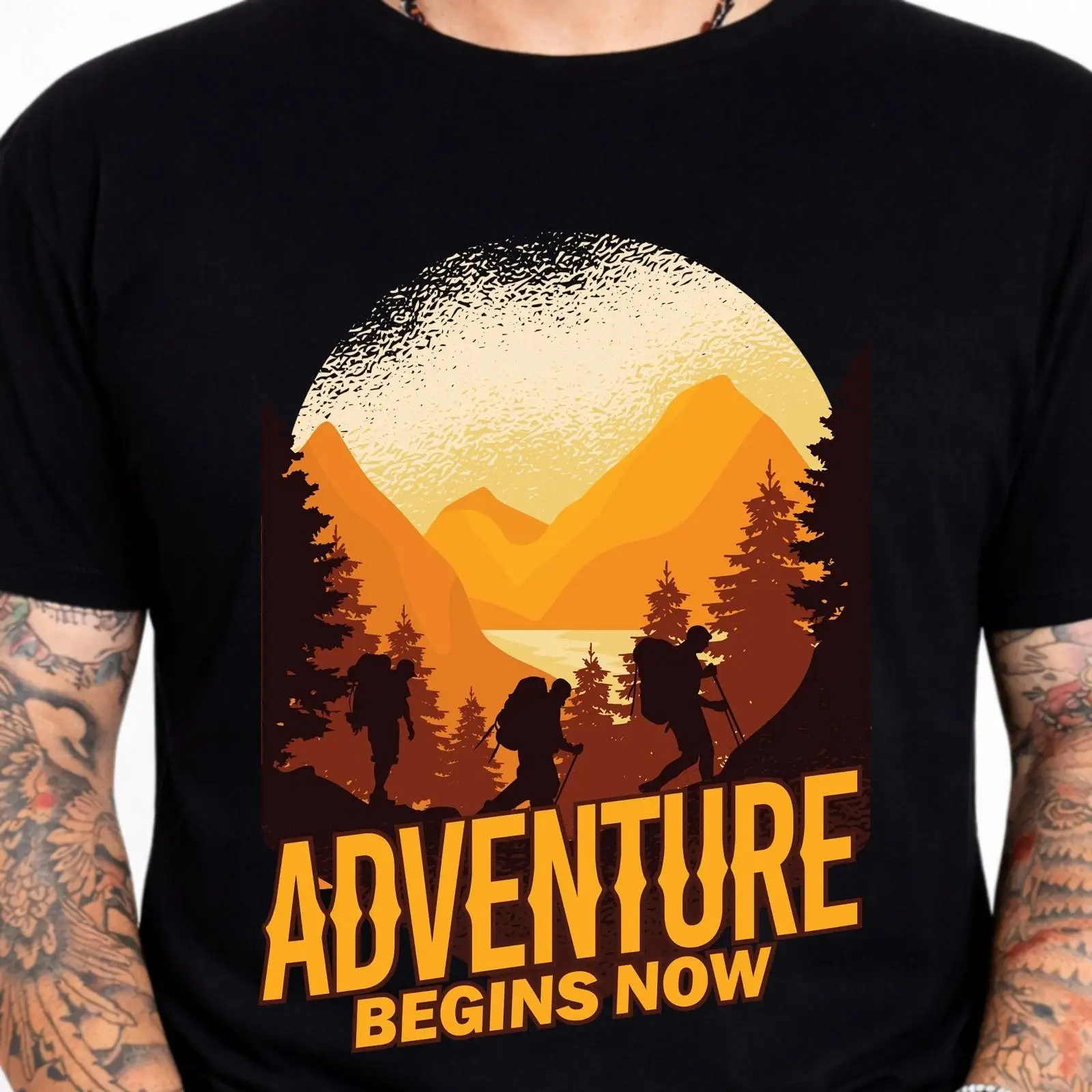 Vintage Fashion Now - Adventure Begins Now T Shirt Hiking