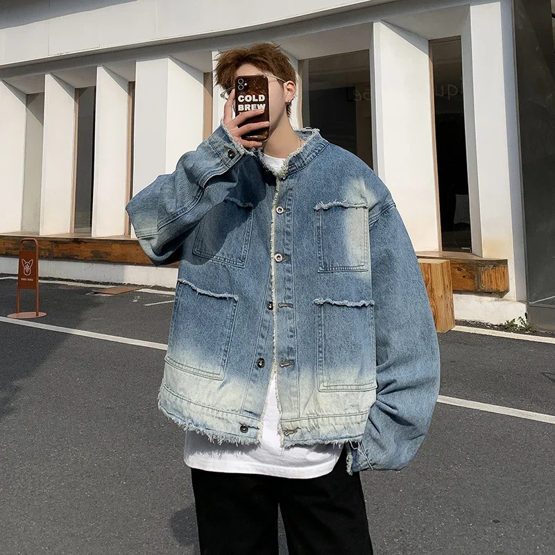 American Retro Hip Pop Raw Edg - đánh giá và giá Patchwork Jean Jacket