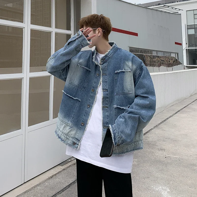 American Retro Hip Pop Raw Edg - đánh giá và giá Patchwork Jean Jacket