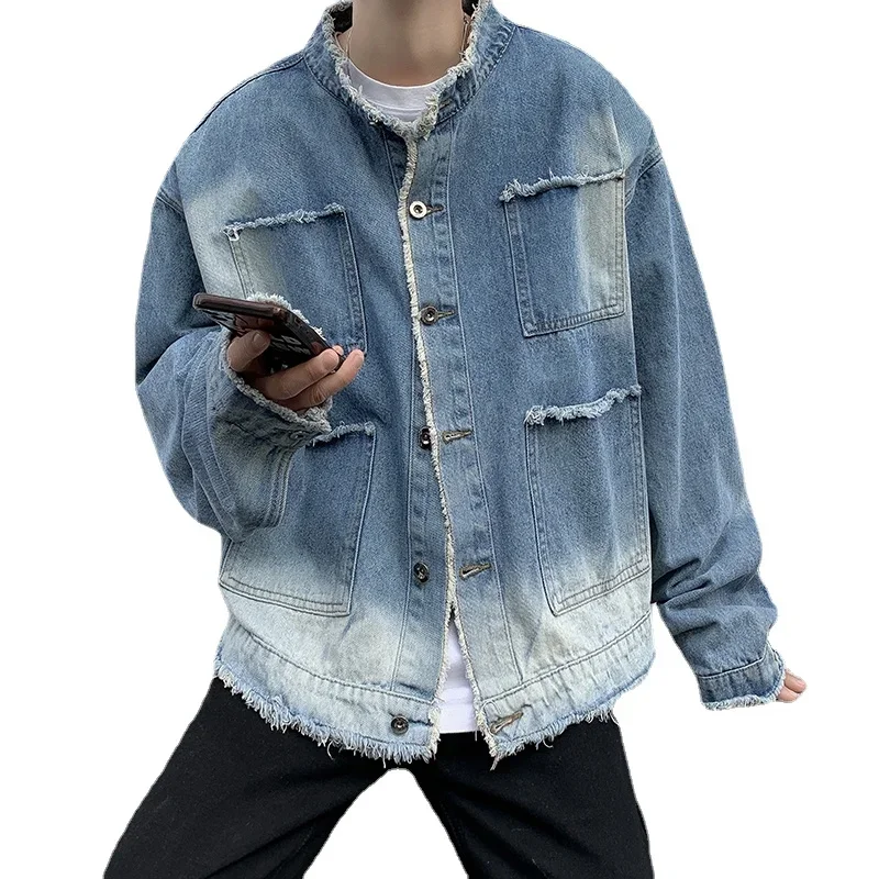 American Retro Hip Pop Raw Edg - đánh giá và giá Patchwork Jean Jacket