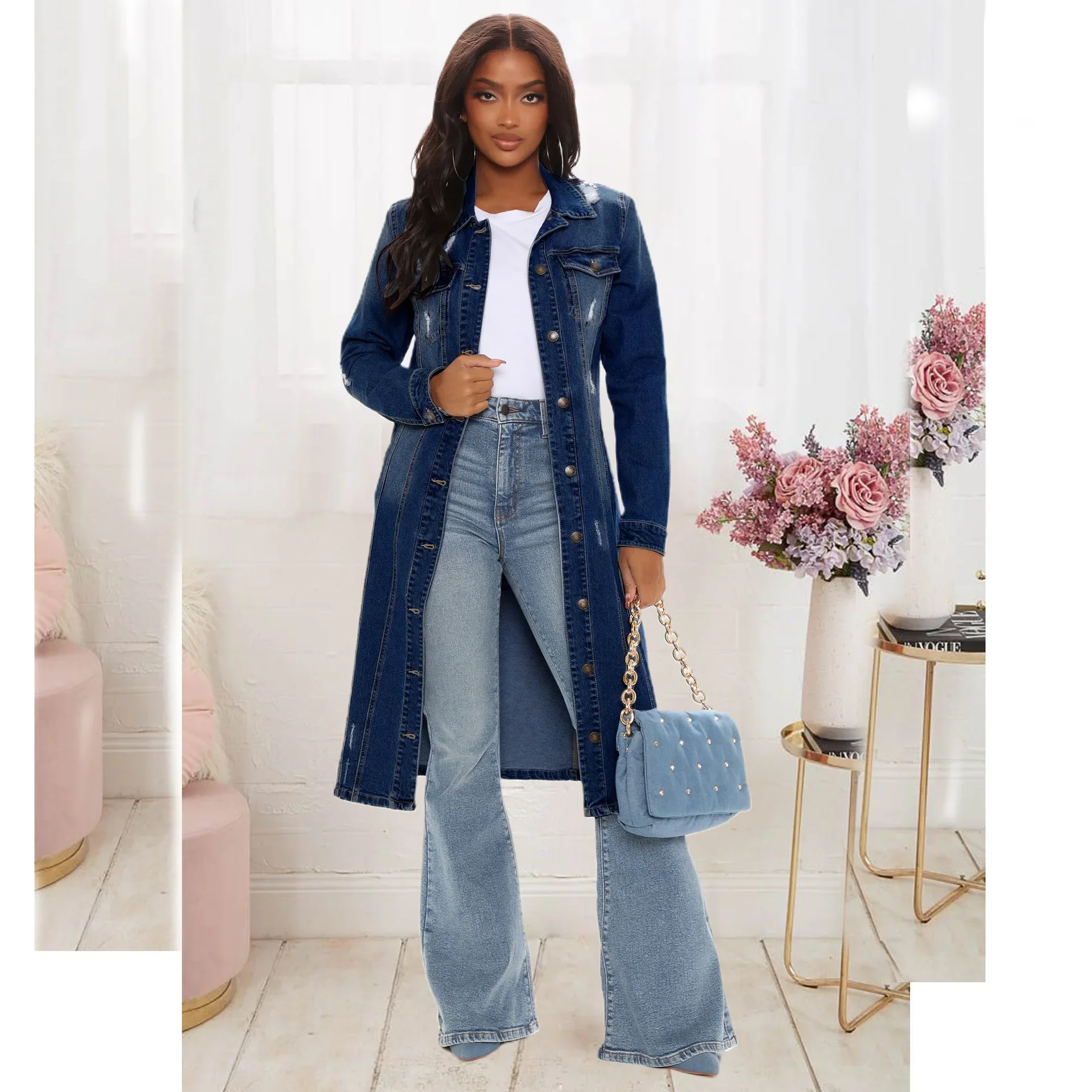 Cotton Denim Coat Women Spring - đánh giá và giá Patchwork Jean Jacket