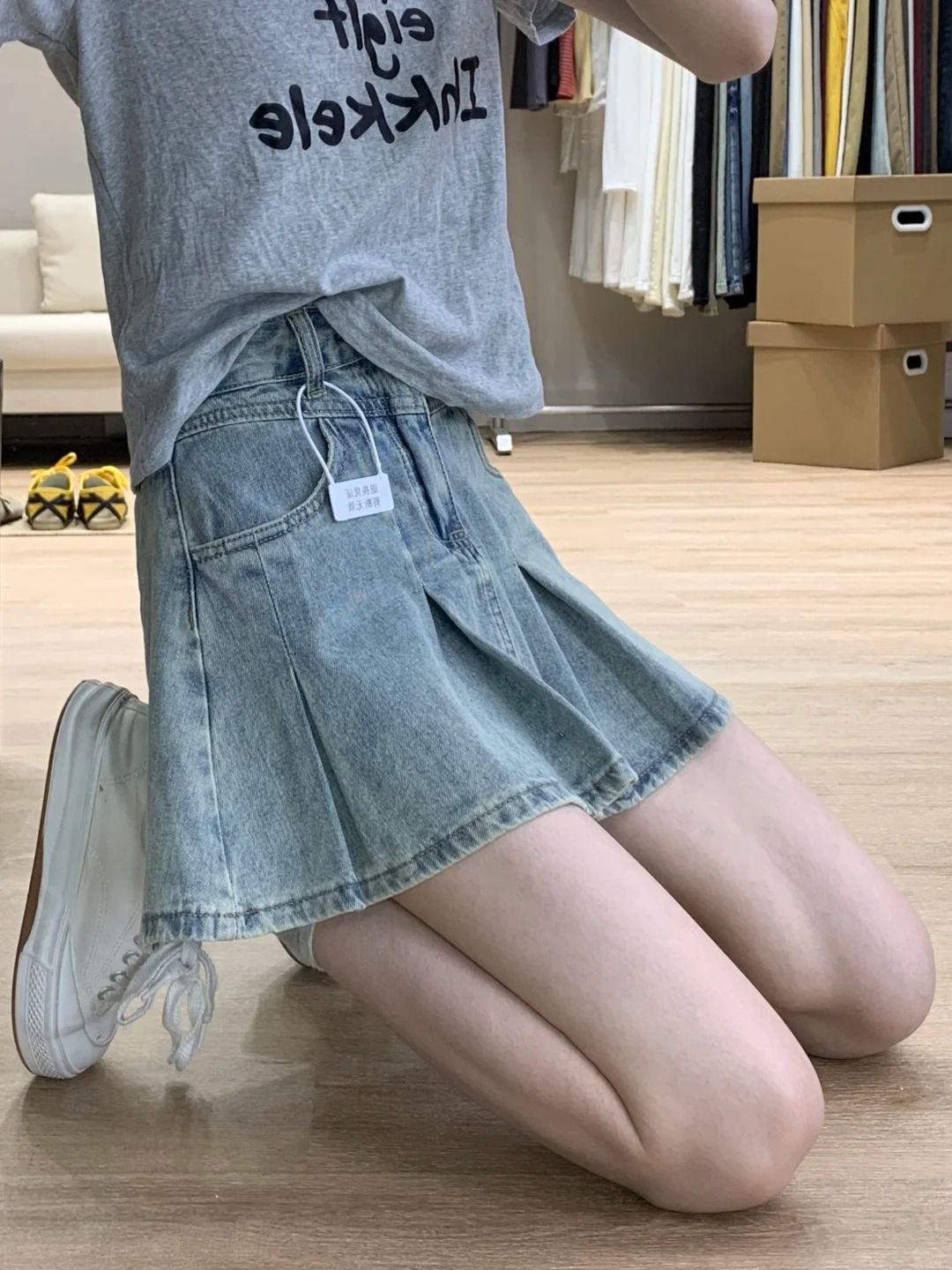 Women High Waist Denim Pleated - đánh giá và giá Vintage Fashion Jeans