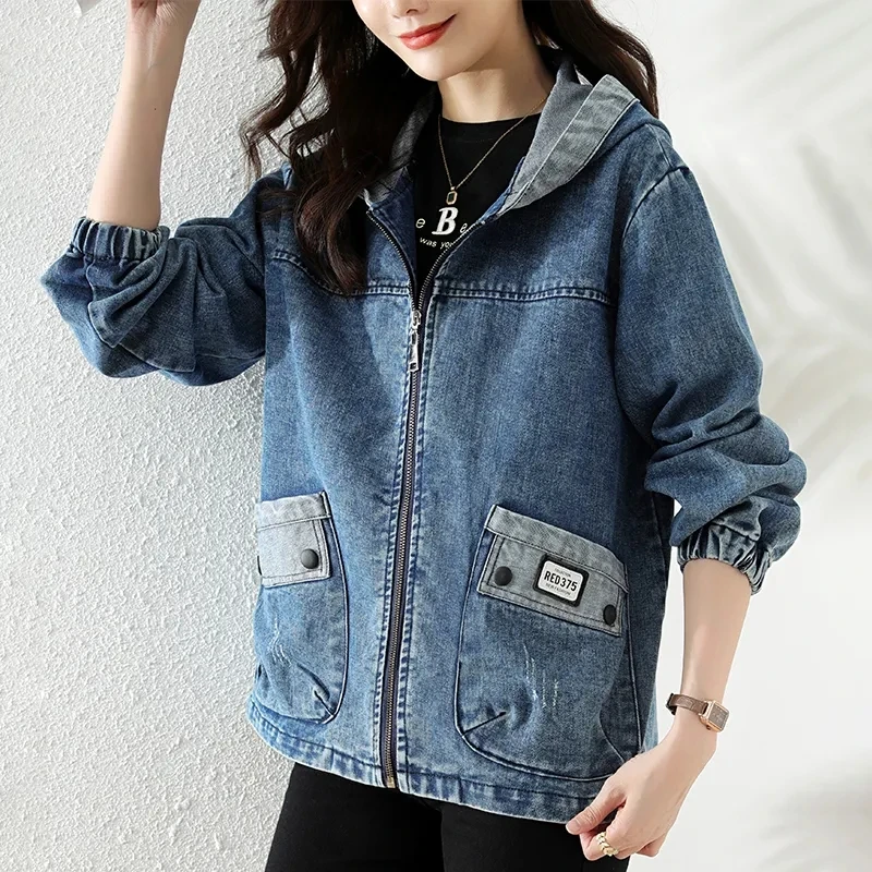 New Splicing Zipper Female Cow - đánh giá và giá Patchwork Jean Jacket
