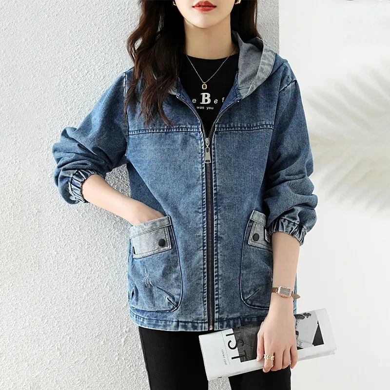 New Splicing Zipper Female Cow - đánh giá và giá Patchwork Jean Jacket