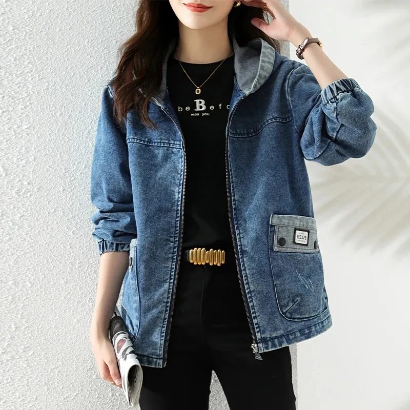 New Splicing Zipper Female Cow - đánh giá và giá Patchwork Jean Jacket