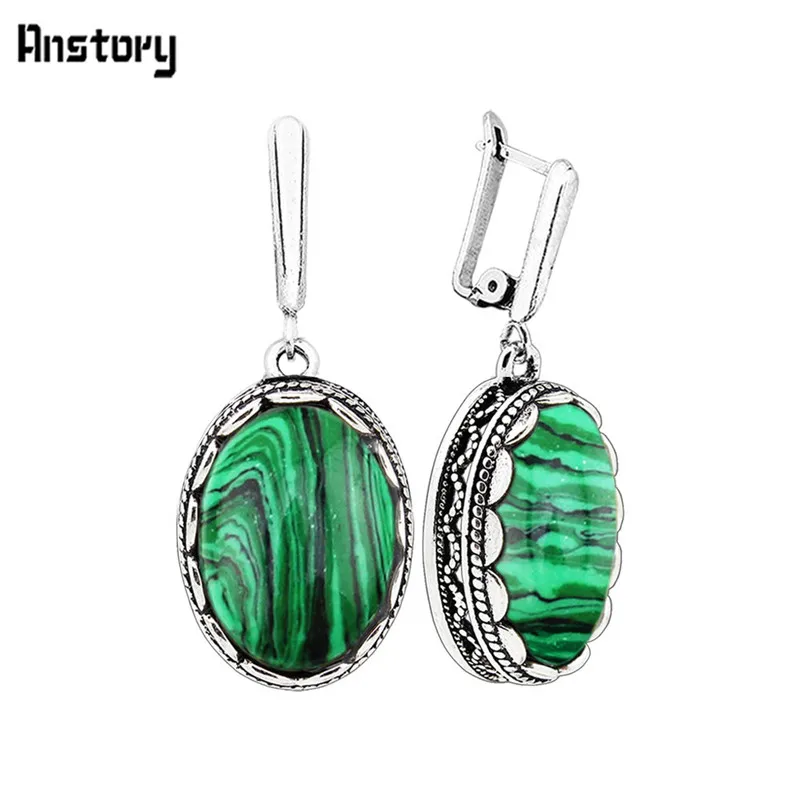Flower Oval Malachite Dangle E - đánh giá và giá Vintage Fashion Looks