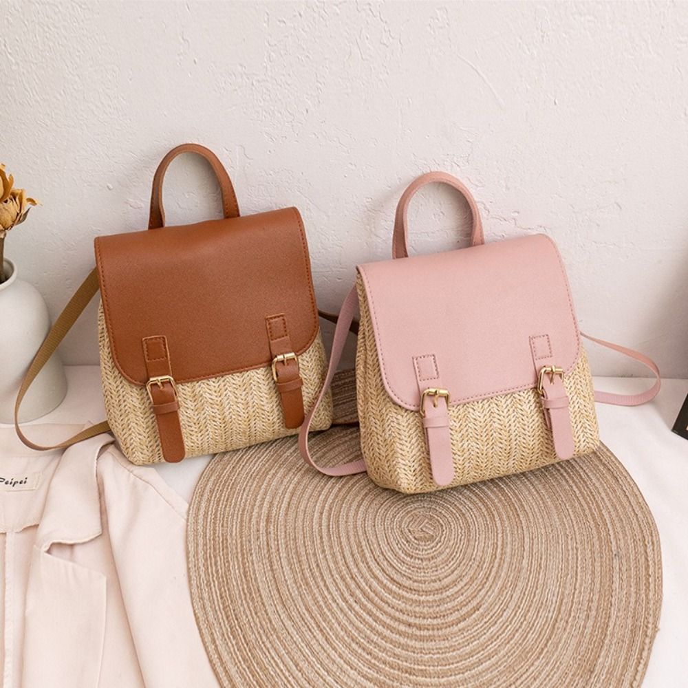 Fashion PU Leather Straw Backp - đánh giá và giá Vintage Fashion Looks